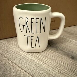 Rae Dunn Green Tea Mug - White with Green Interior